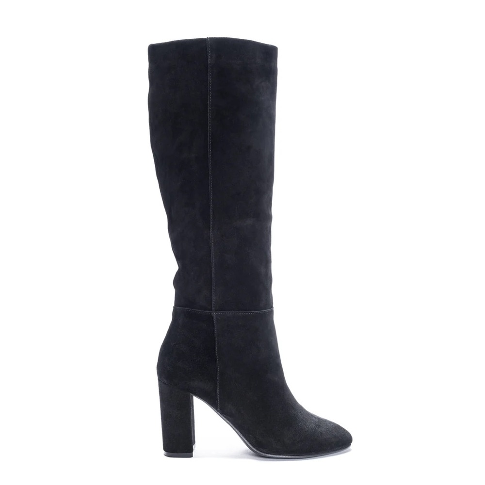 Chinese laundry krafty mid calf knee boots black suede 8